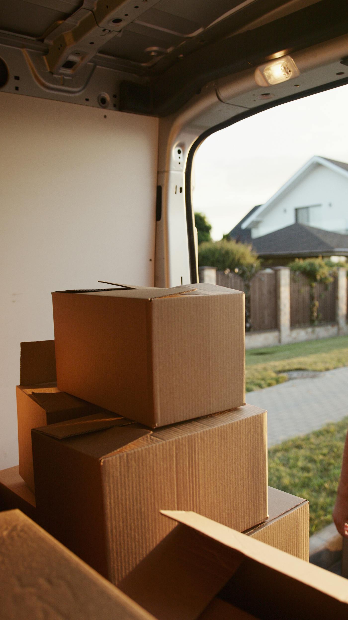 Parcels arranged inside a delivery vehicle for peak demand